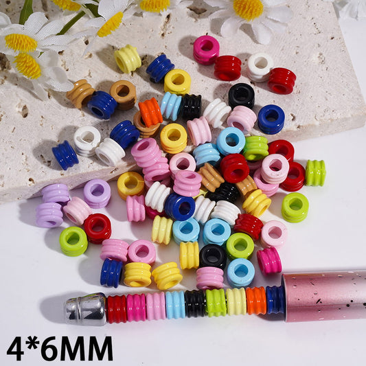 Cute Mini Water Pipe Acrylic Beads 4*6MM Random Mix (The Hole Diameter is Around 3.5MM)