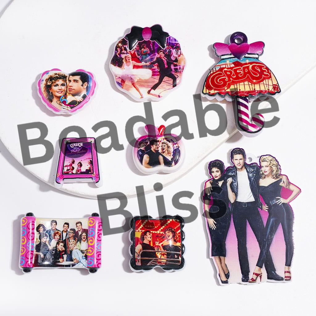 Retro 1970s American Musicals Characters Acrylic Beads and Pendants, Random Mix