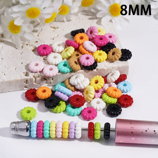 Pumpkin Texture, Wheel Shape Round Acrylic Beads 8MM Random Mix