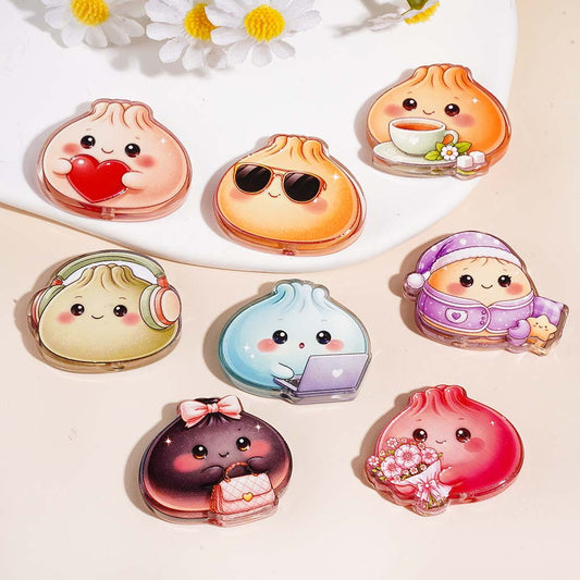 Cute Smiling Face Dumpling Character Theme in Cartoon Style, Semi-Clear, Silicone Focal Beads Random Mix