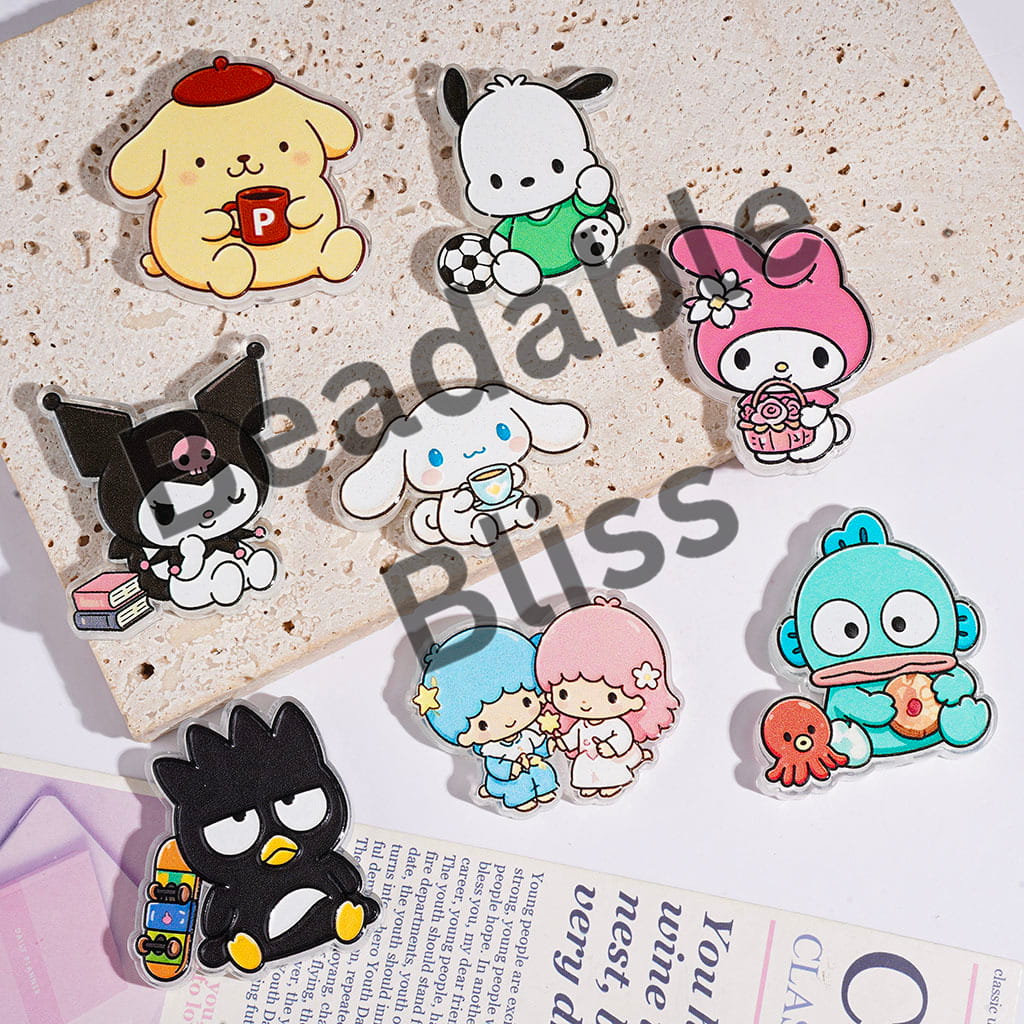 Acrylic Beads with Adorable Character and Dog Series, Random Mix