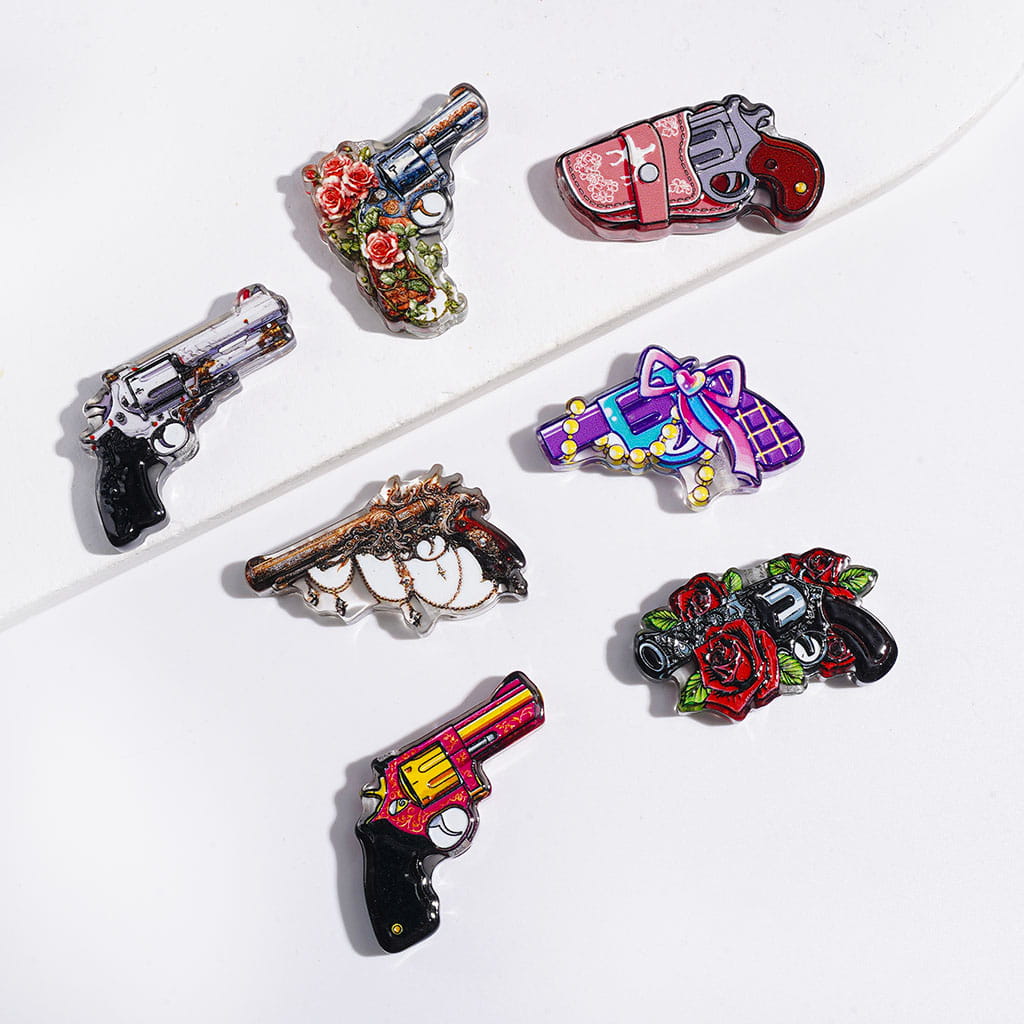 Acrylic Beads with Diverse Design Handgun Series, Random Mix