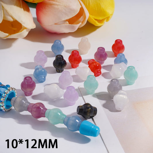 Mini Flower Vase with Gold Glitter, Acrylic Beads 10*12MM, Random Mix