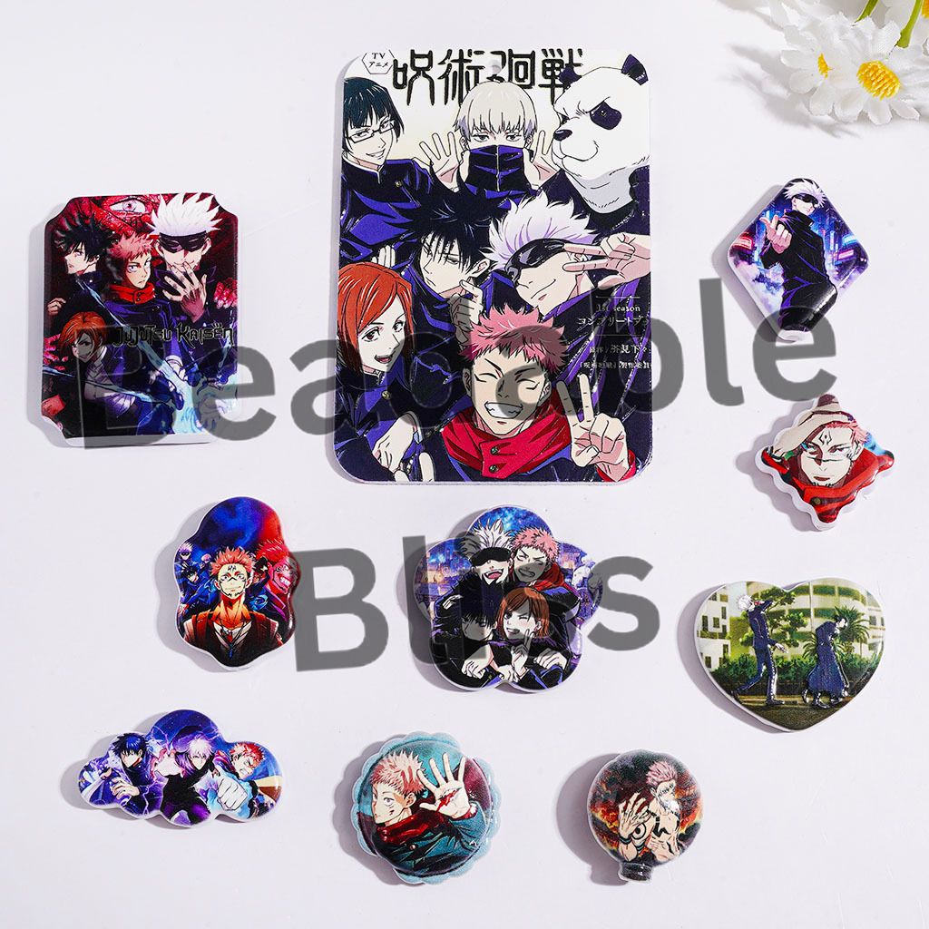 Japanese Manga High Students Character Acrylic Beads and Pendants, Random Mix