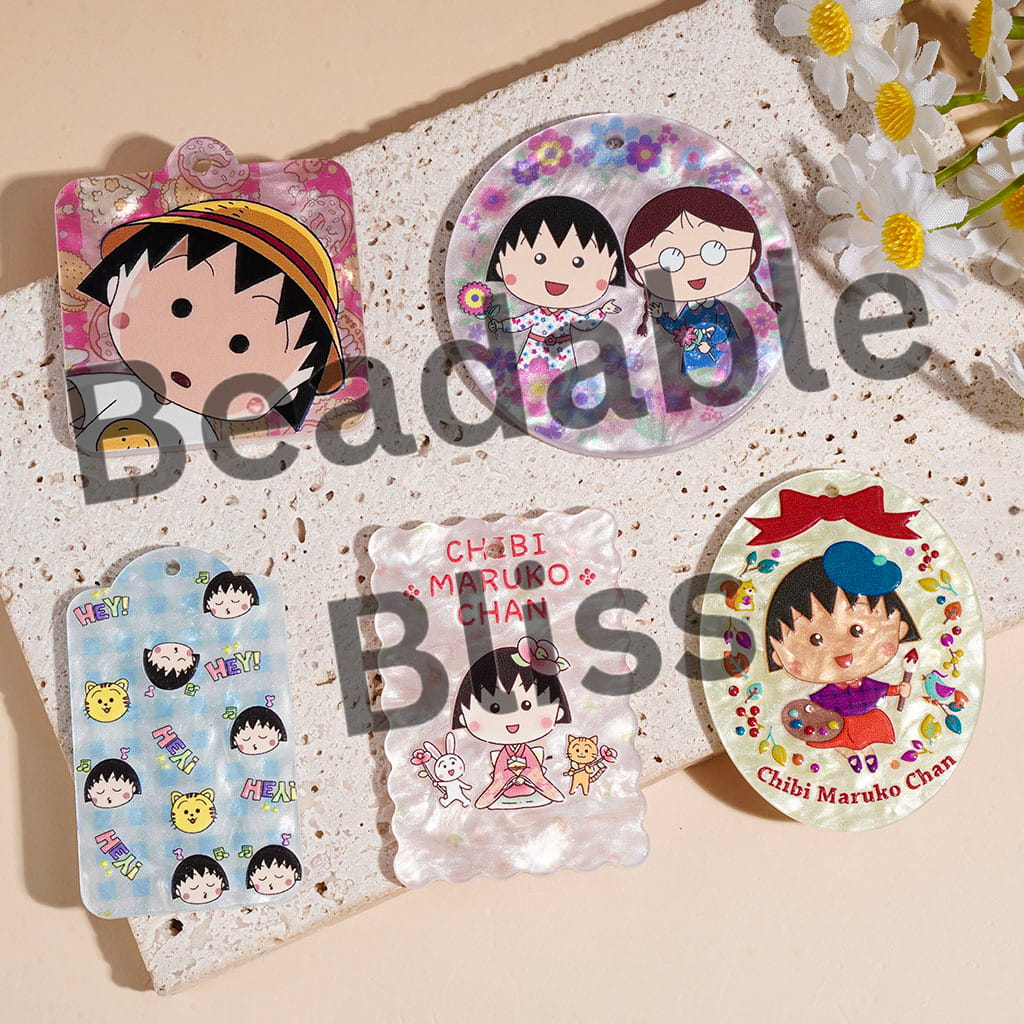 Japanese Anime School Girl Character Acrylic for DIY Ornaments Charms Pendants Craft, Random Mix