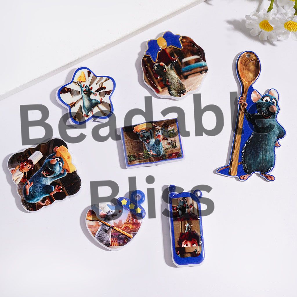 Acrylic Beads and Pendants Masterchef Mouse Character Series, Random Mix