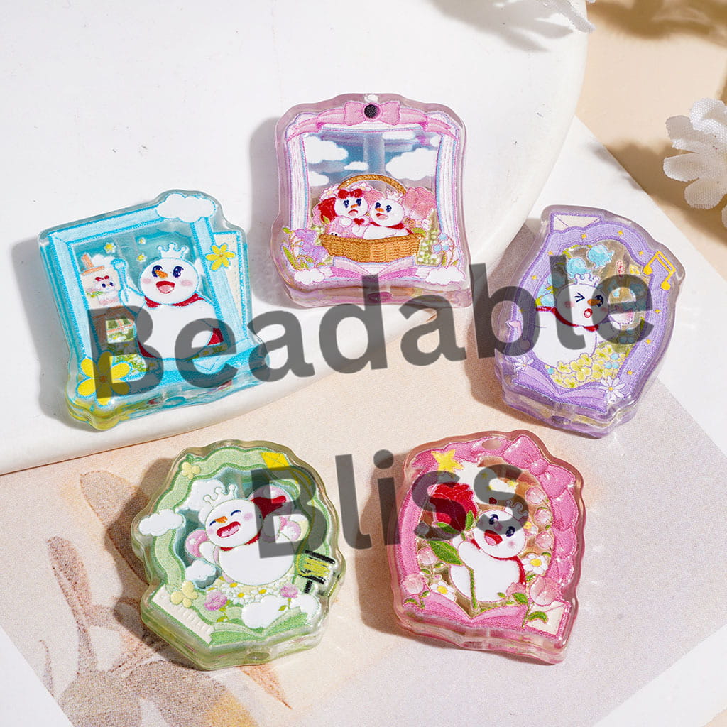 Acrylic Beads Chinese Milk Tea Snow King, Semi-Clear, Random Mix Multi-Color