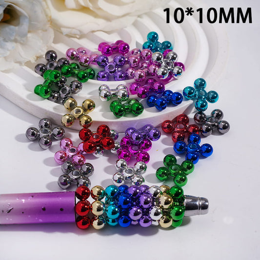 Metallic Colors with Mini Balls in Jenga Role Acrylic Beads 10*10MM Random Mix