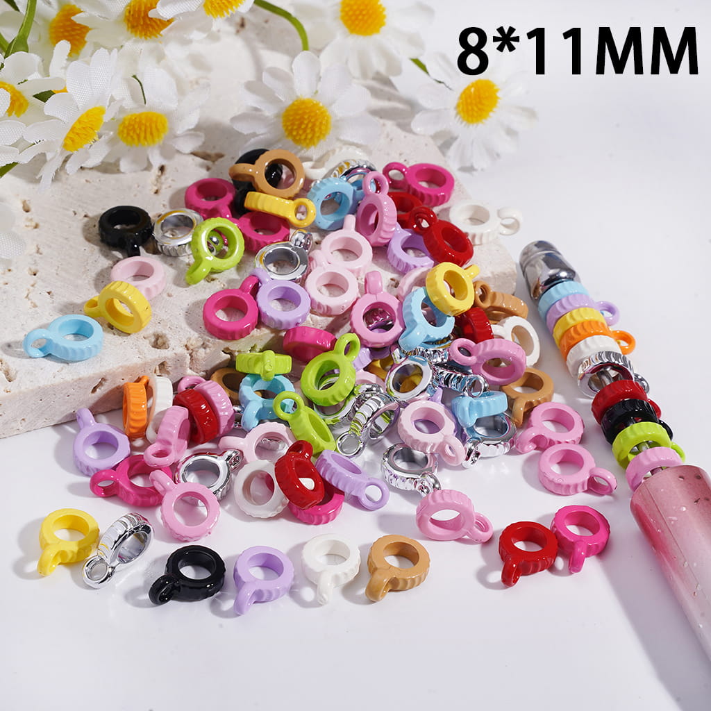 Large Hole Charm Connector Acrylic Bail Beads 8*11MM Random Mix (The Hole Diameter is Around 5MM)