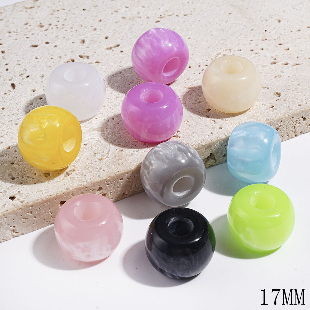 Glossy Cat-Eye Style Wheel-Shaped Acrylic Beads for Bracelets, 17MM, Random Mix (The Hole Diameter is Around 6MM)