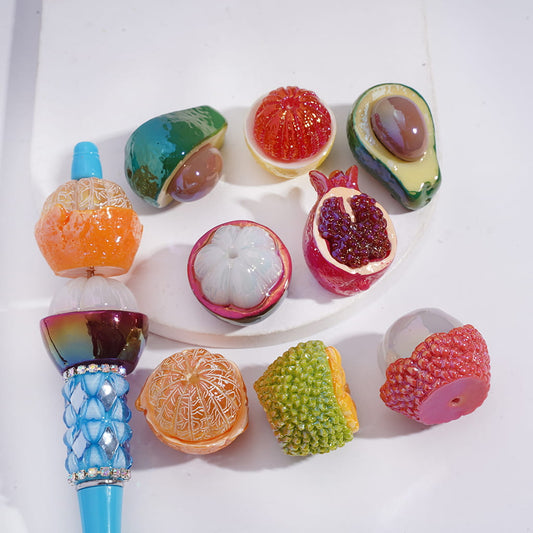UV Coated Yummy Fruit Series in Various Designs & Shape Acrylic Beads Random Mix