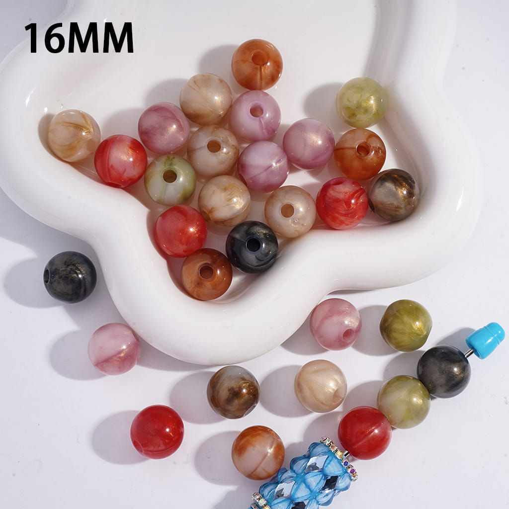Gold Glitter, Cloud Texture Acrylic Bracelet Beads 16 MM Random Mix