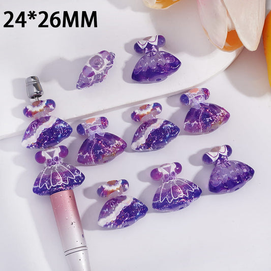 Purple & White Royal Princess Dress Acrylic Beads  24*26MM Random Mix