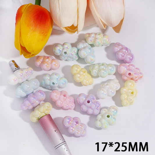 UV Coated Solid Color Cloud Shape Series Acrylic Beads 17*25MM, Random Mix