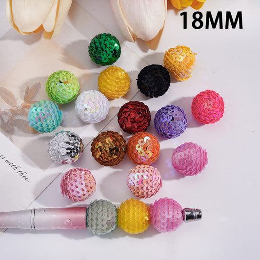 Bling Bling Fish Scale Sequins Round Acrylic Beads 18MM, Random Mix