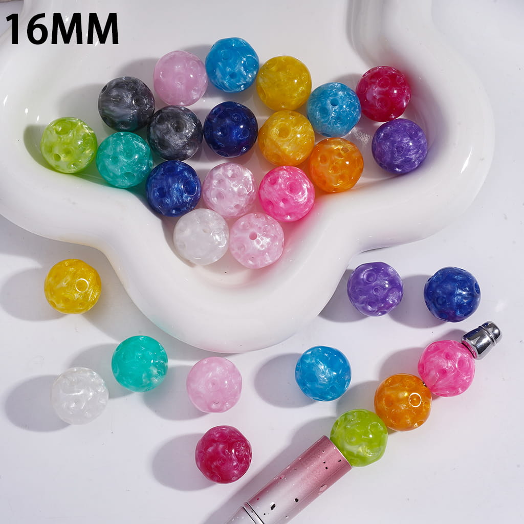 Meteorite Design with Glitter Cloud Texture Round Acrylic Beads 16MM Random Mix