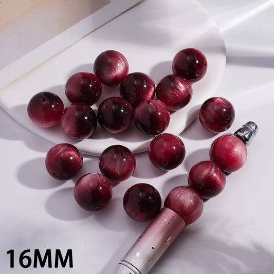 Cat Eye Style in Wine Red Round Acrylic Beads for Bracelets