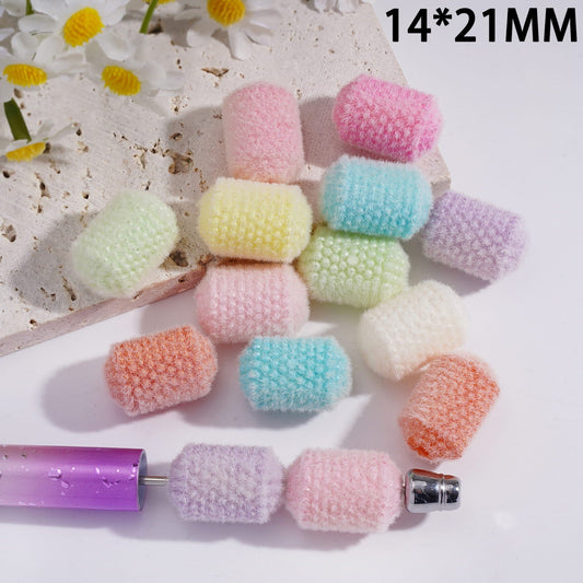 Flocked Long Lantern with Mulberry Texture Acrylic Beads 14*21MM, Random Mix