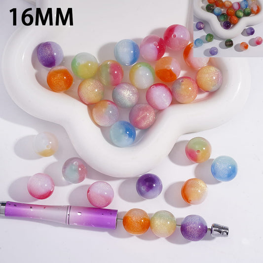Three Ombre Colors with Shiny Glitter Round Acrylic Beads for Bracelets 16MM, Random Mix
