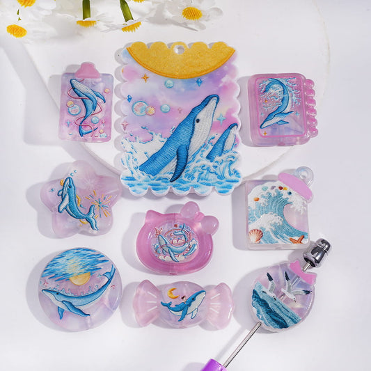 Marine Whale Ocean Animal Charm in Various Shape & Design Acrylic Beads Pendant Random Mix