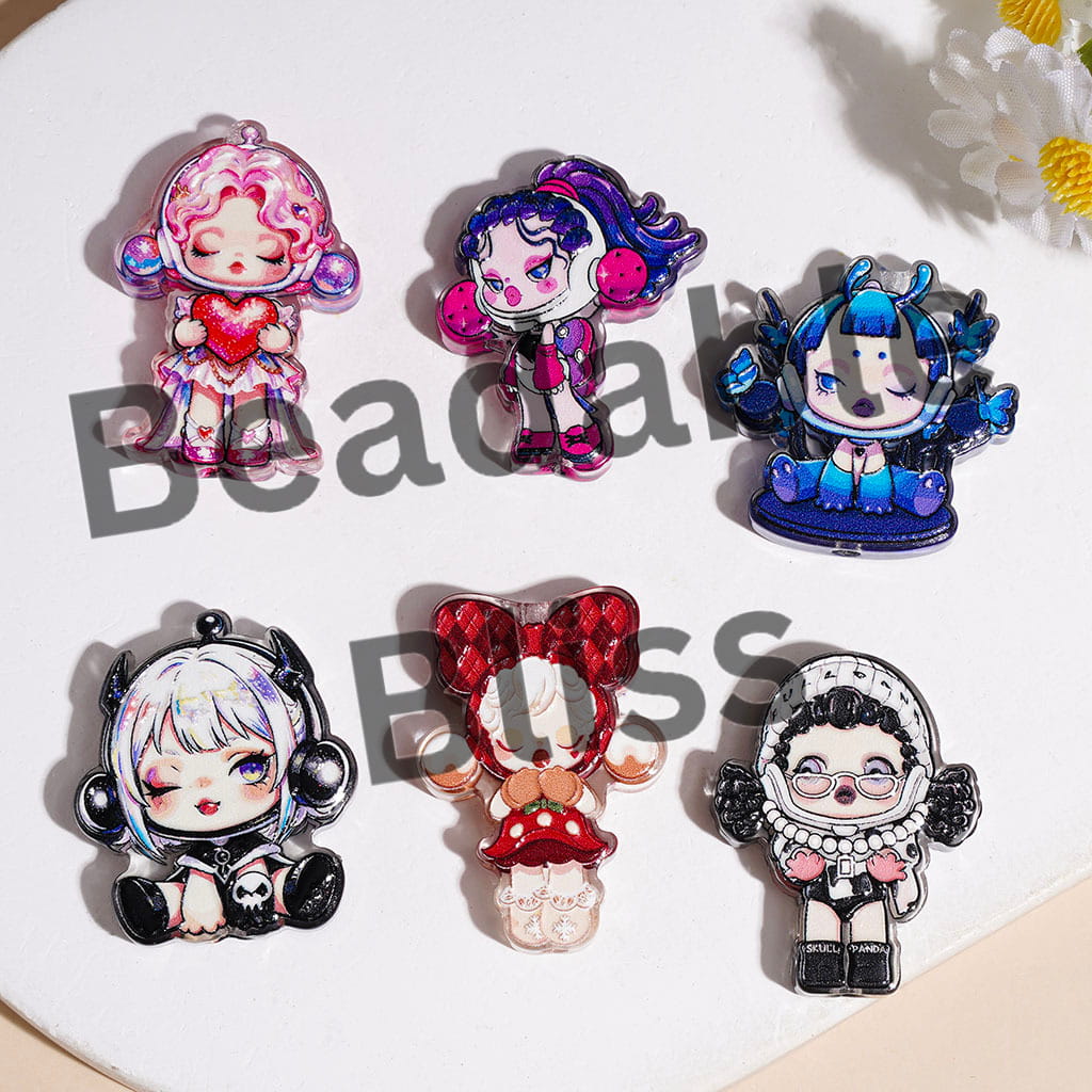 Acrylic Beads Baby Girl Doll in Sweet Cool Style, Random Mix