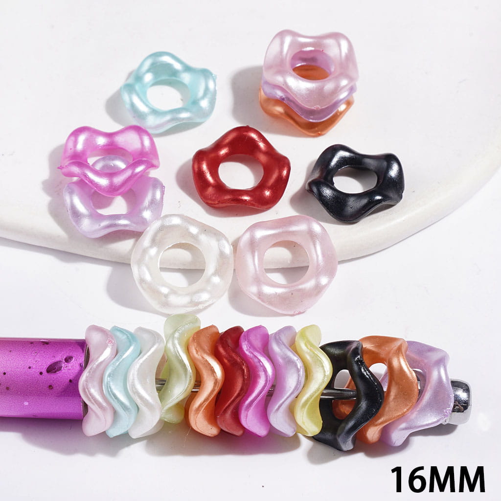 Multicolor Wavy-Edge Acrylic Bead Cages for DIY Jewelry, 16mm