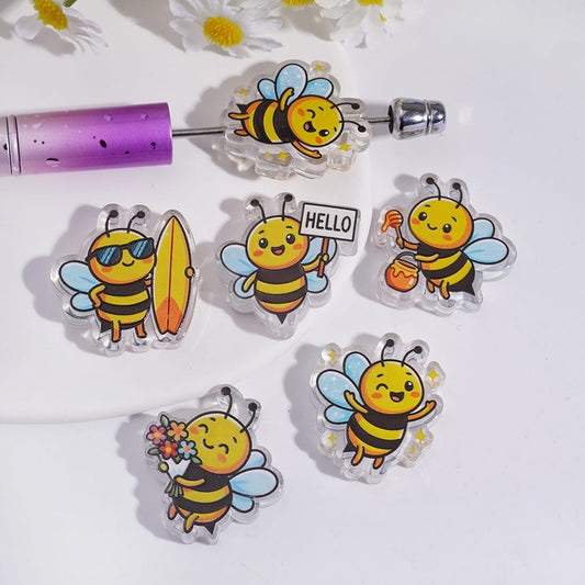 Cute Honey Bee Theme in Various Style Translucent Acrylic Beads