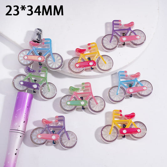 UV Coating Cute Bicycle Shape Acrylic Beads 23*34MM Random Mix