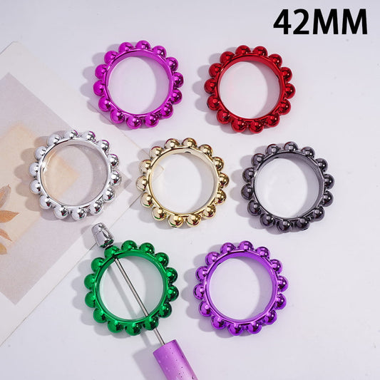 Metallic Sun Shine Round Ring Acrylic Beads 42mm Random Mix