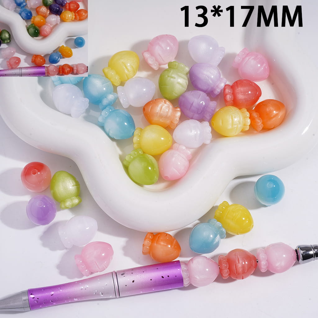 Carrot Shape Acrylic Beads in Color Changing and Cat Eye Style 13*17MM, Random Mix