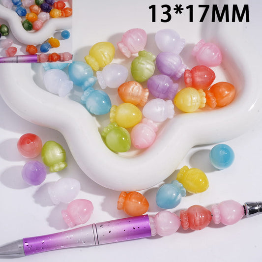 Carrot Shape Acrylic Beads in Color Changing and Cat Eye Style 13*17MM, Random Mix