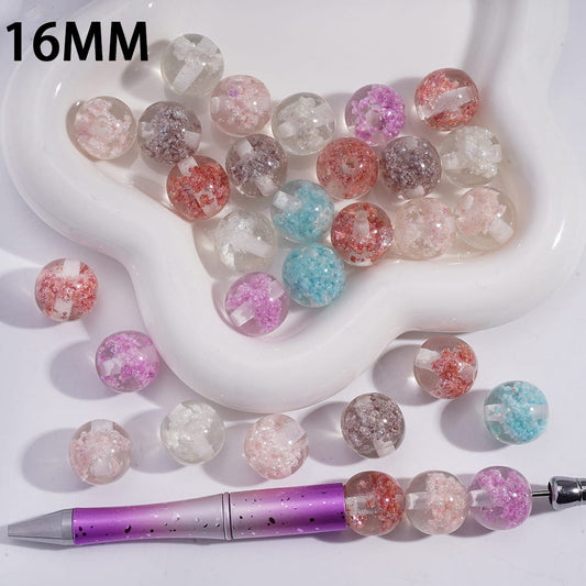 Shiny Cloud Embedded Inside Bead Translucent Design Round Acrylic Beads for Bracelets16MM
