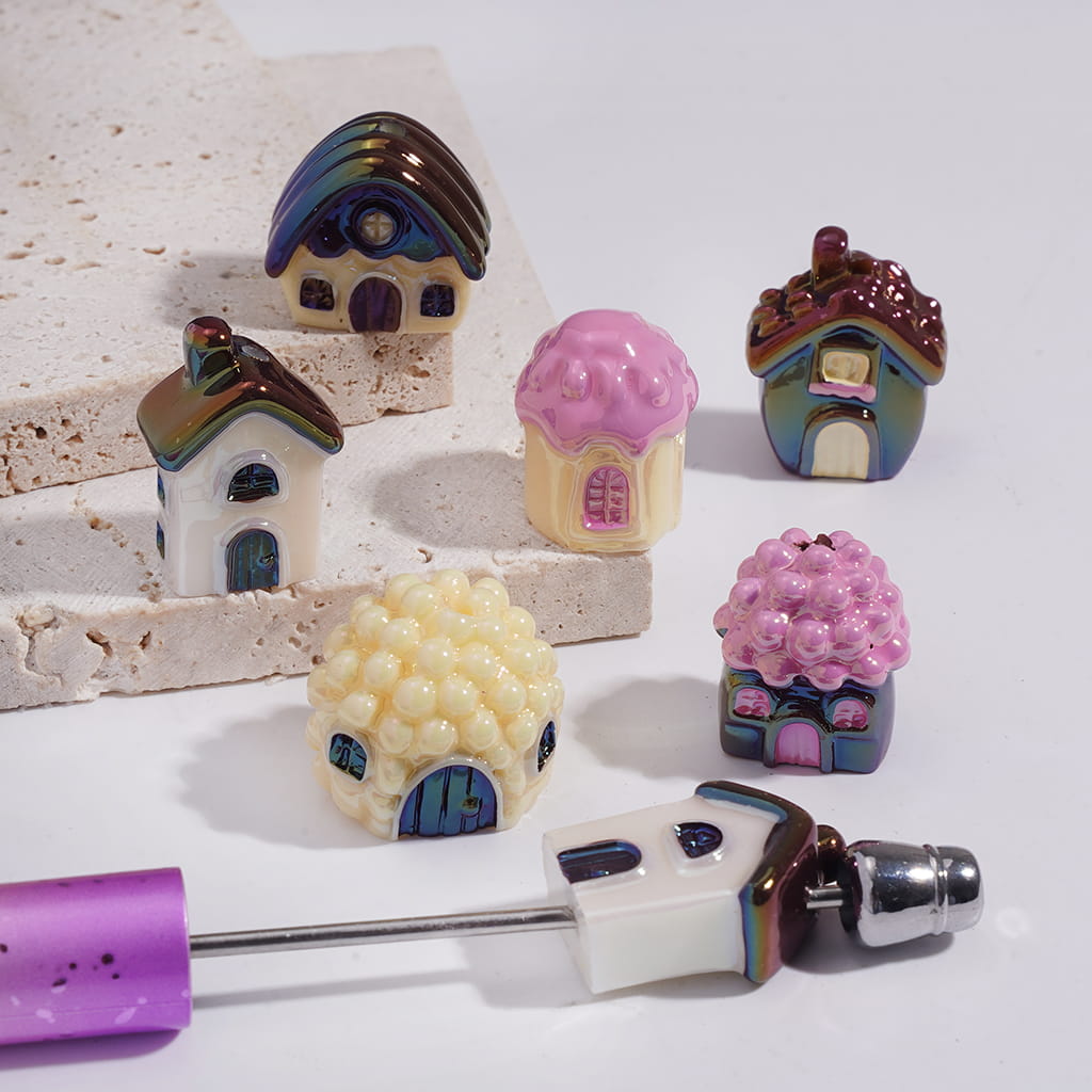 UV Coating Mini House Theme Acrylic Beads Various Styles Random Mix