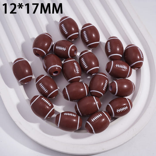 American Football Sport Theme Horizontal Hole Acrylic Beads 12*17MM