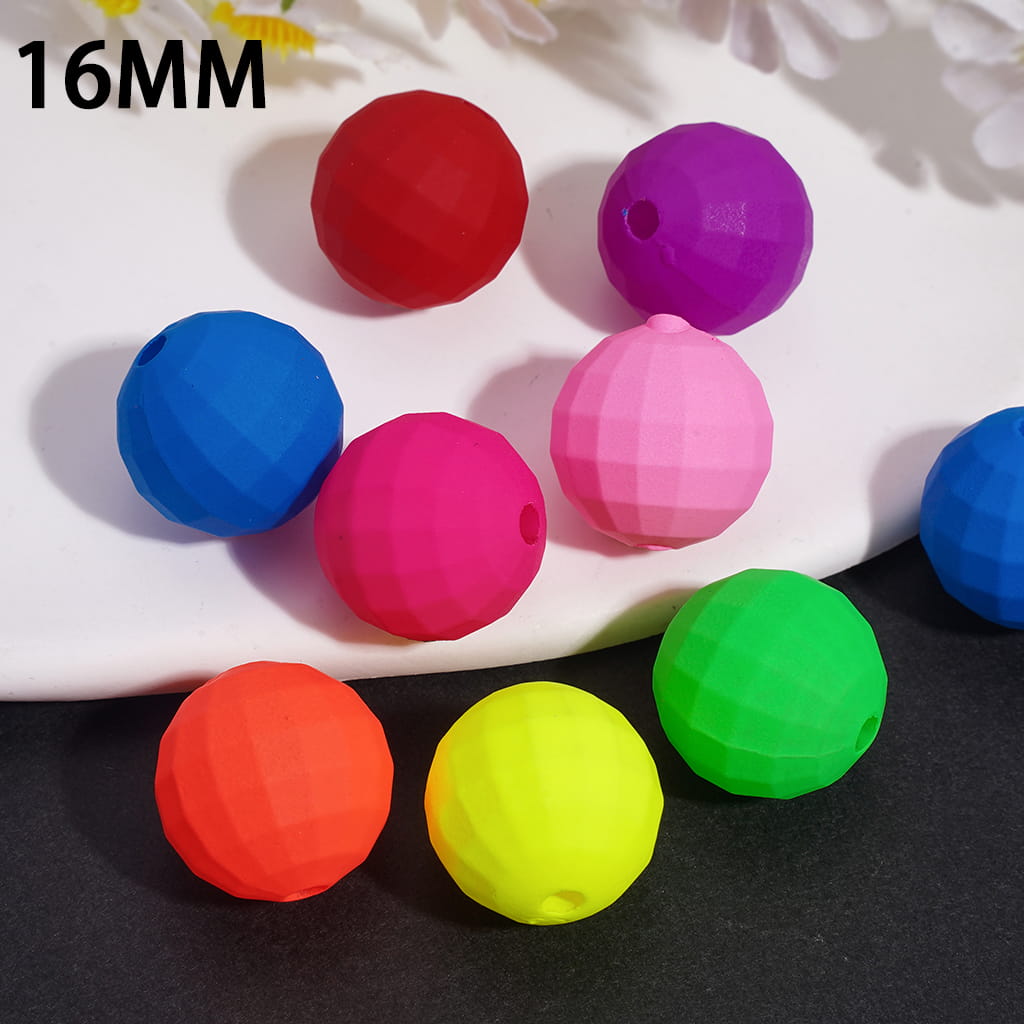 Matte Rubber Touch Acrylic Disco Ball Beads for Bracelets in Fluorescent Colors 16MM Random Mix