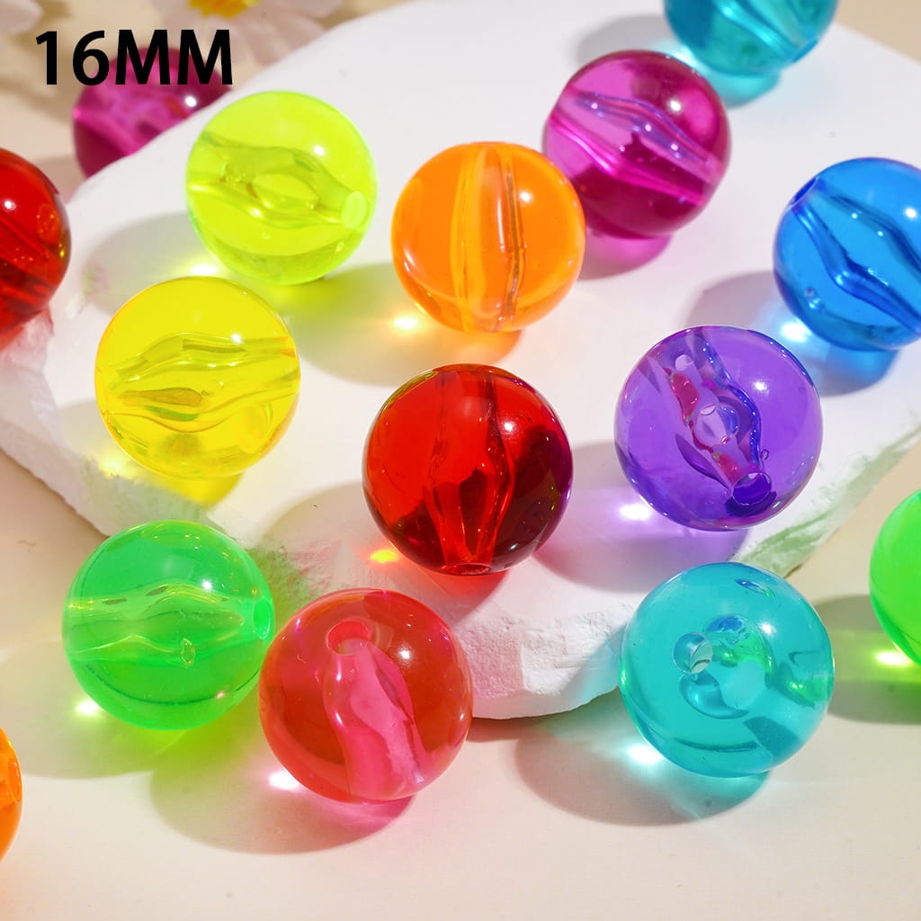 Transparent Candy Colors Round Acrylic Beads for Bracelets 16MM, Random Mix