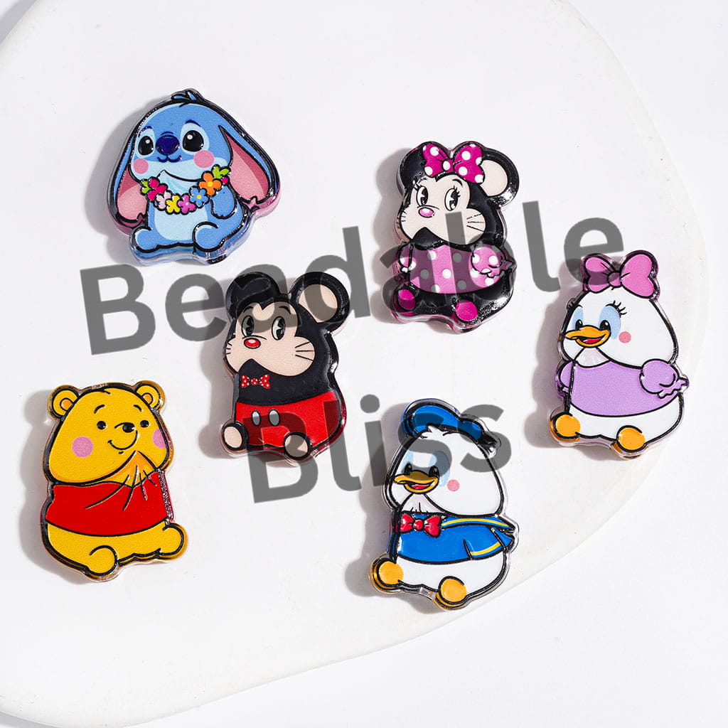 Classic Animation Animal Character Design Man Exclusive Acrylic Beads, Random Mix