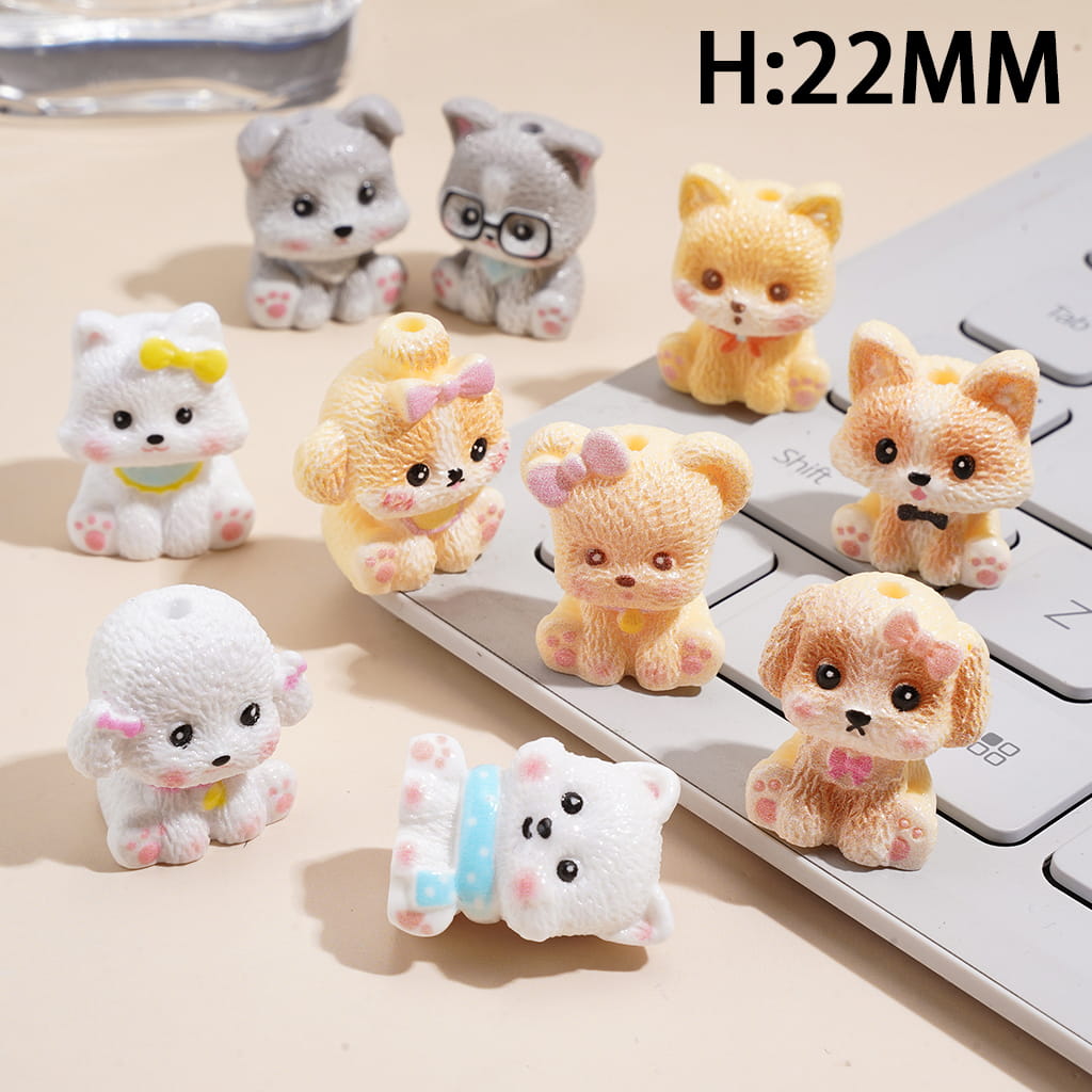 Cute Pet Series Acrylic Beads, Height 22MM, Various Types, Random Mix