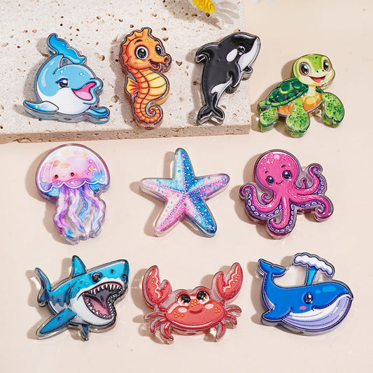 Cute Sea Animal Character Marine Life Series Acrylic Beads Random Mix
