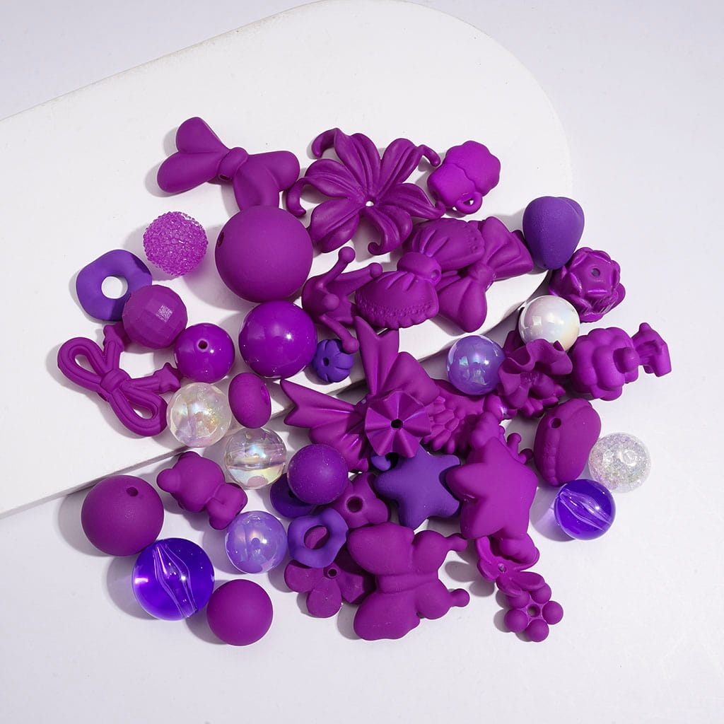 Bow, Flower, Star, Shell & Pearl Designs, Various Styles, Fluorescent, Acrylic Beads Jewelry Accessories, Random Mix