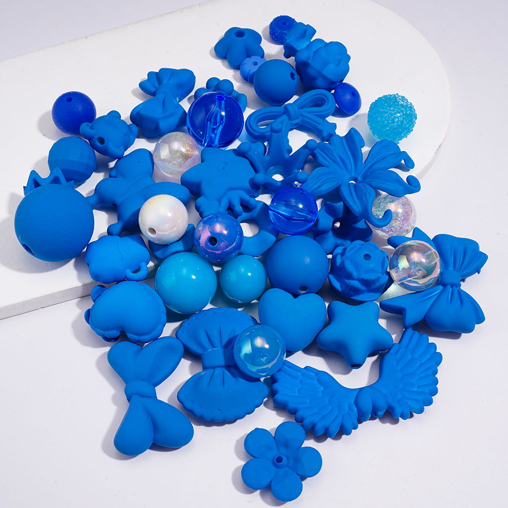 Bow, Flower, Star, Shell & Pearl Designs, Various Styles, Fluorescent, Acrylic Beads Jewelry Accessories, Random Mix