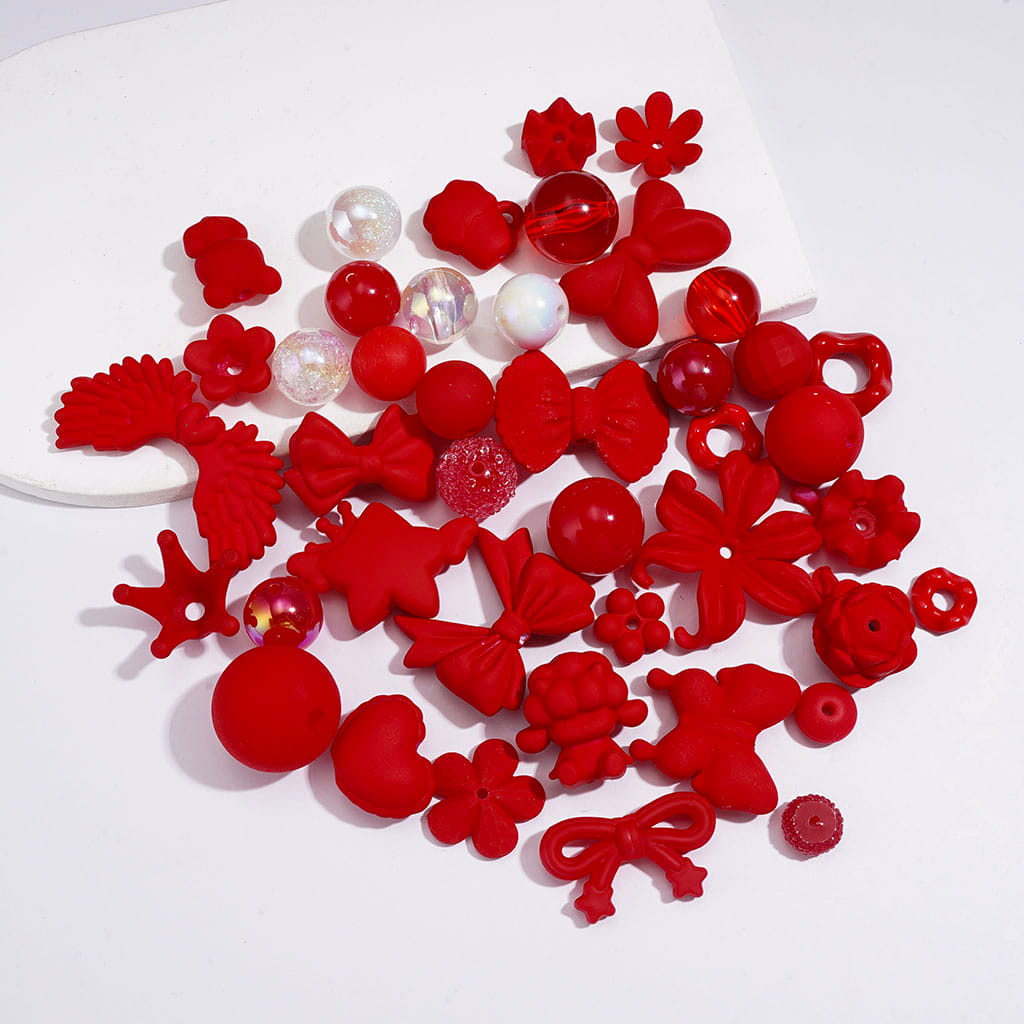 Bow, Flower, Star, Shell & Pearl Designs, Various Styles, Fluorescent, Acrylic Beads Jewelry Accessories, Random Mix