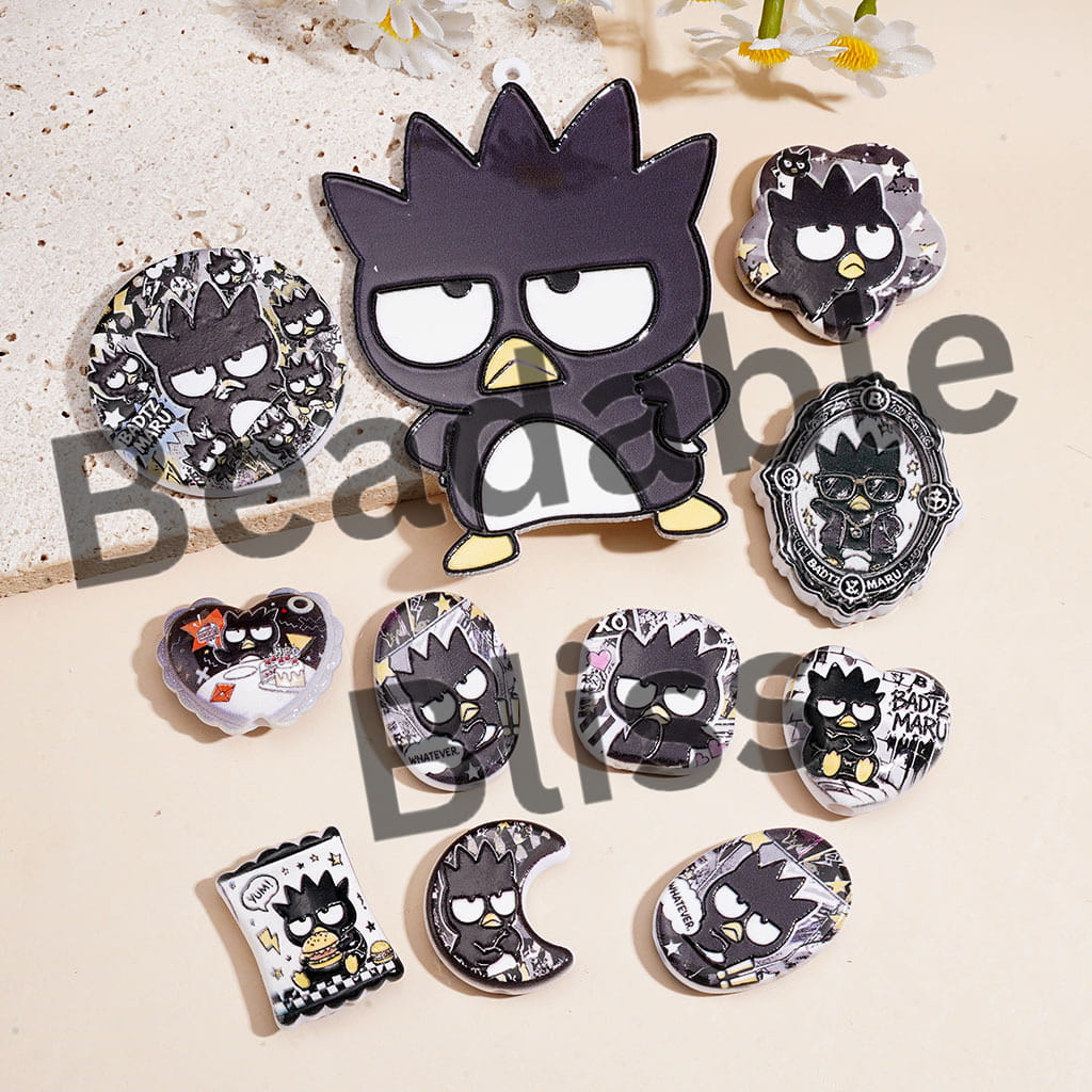 Cool Penguin Series Acrylic Beads Pendants, Various Shapes, Random Mix