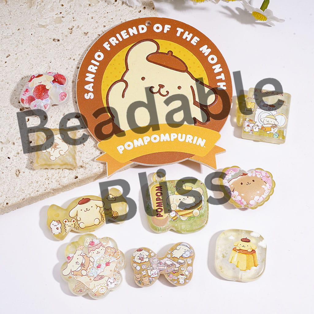 Yellow Dog with Beret Series Acrylic Beads Pendants, Random Mix