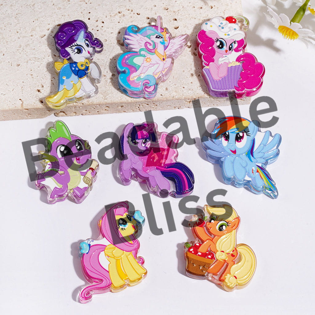 Acrylic Beads Unicorn Little Horse Theme, Random Mix