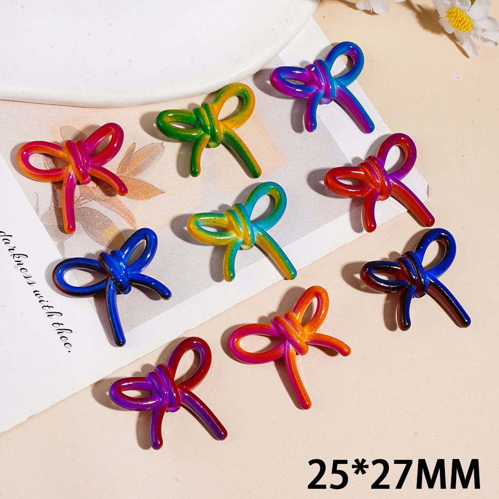 Acrylic Beads Double Gradient Color Bowtie, 25*27MM Multi-Color Random Mix