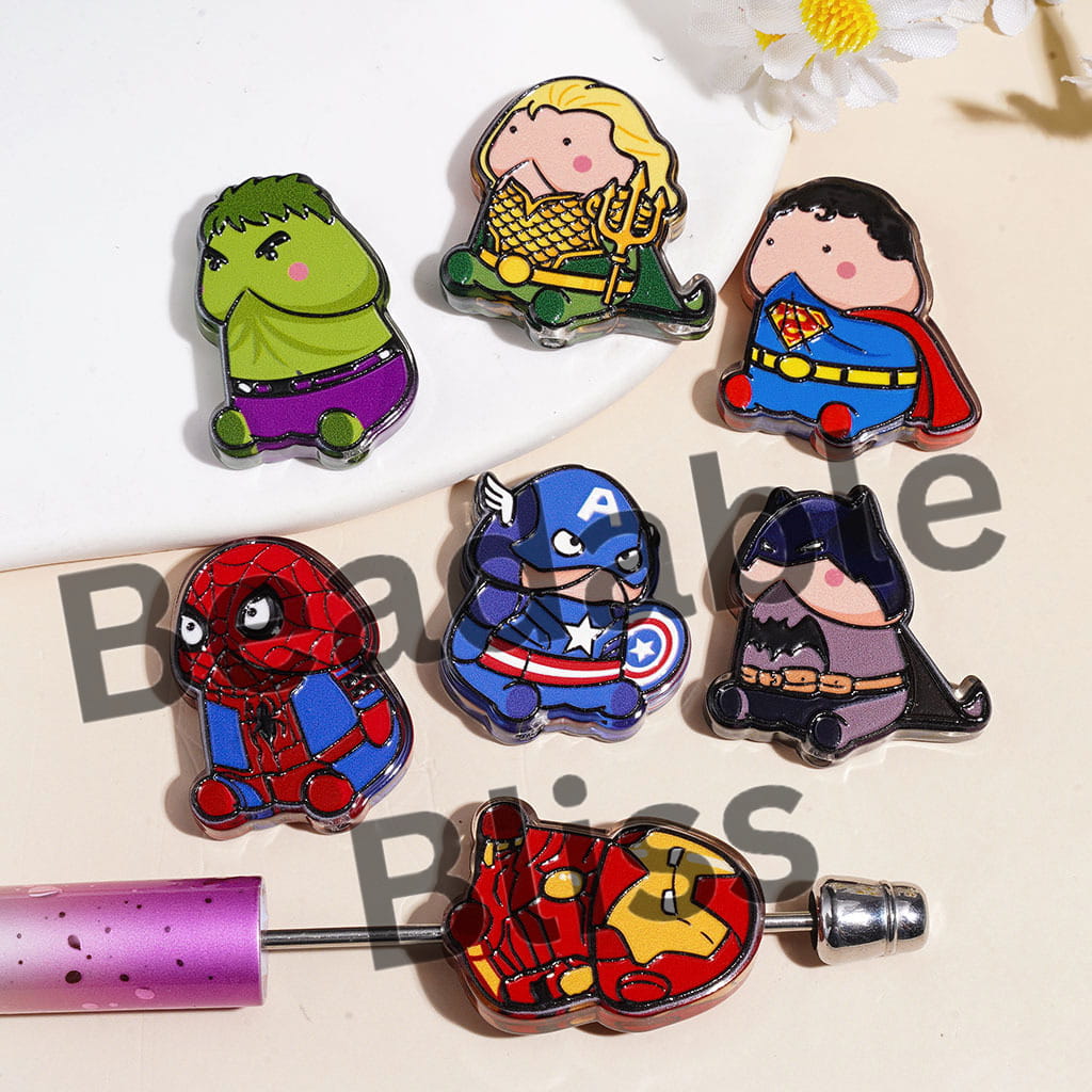 Acrylic Beads Strong Character Series in Man Exclusive Theme, Random Mix
