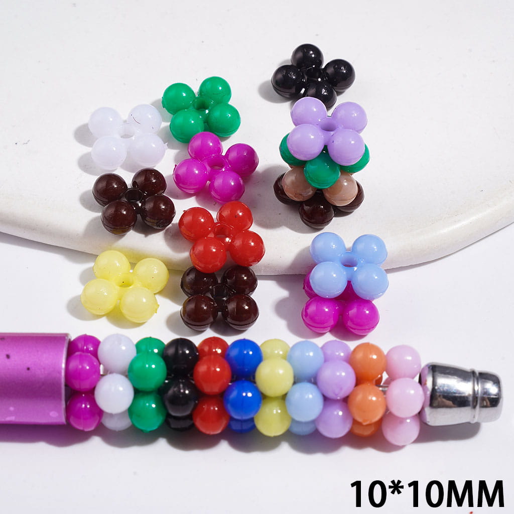 Colorful Four-Petal Flower Acrylic Spacer Beads for DIY Jewelry, 10mm