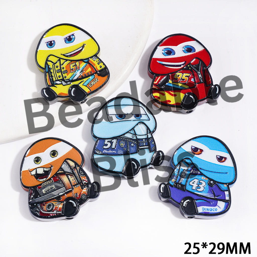 Sports Car in Man Exclusive Theme Acrylic Beads, Semi-Clear, 25*29MM Random Mix