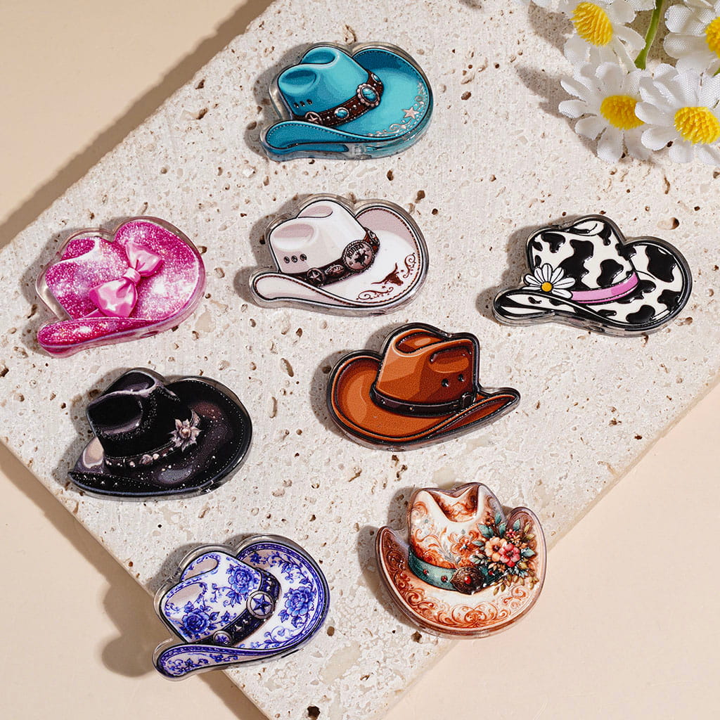 Western Cowgirl & Cowboy Hat Theme Acrylic Beads, Various Shapes, Random Mix